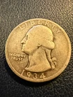 1934 D Washington Quarter, Silver, Denver Mint, Circulated, Original Patina