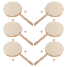 6 Pcs Diy Wood Crafts Hand Rattle Toys Percussion Make Your Own Drum