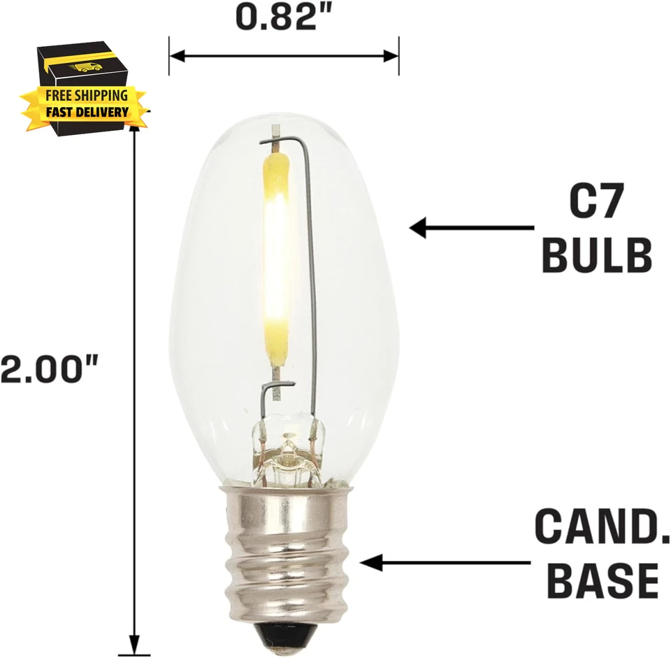 5284000 0.4 Watt (4 Watt Equivalent) C7 Clear Filament LED Light Bulb, Candelabr - Image 4 of 4