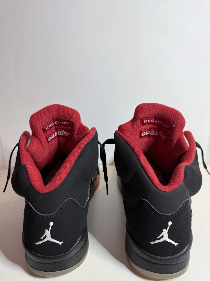 Air Jordan 5 Retro x Supreme Black 2015 (824371-001) Men Sz 10.5 Rare - Image 3 of 4