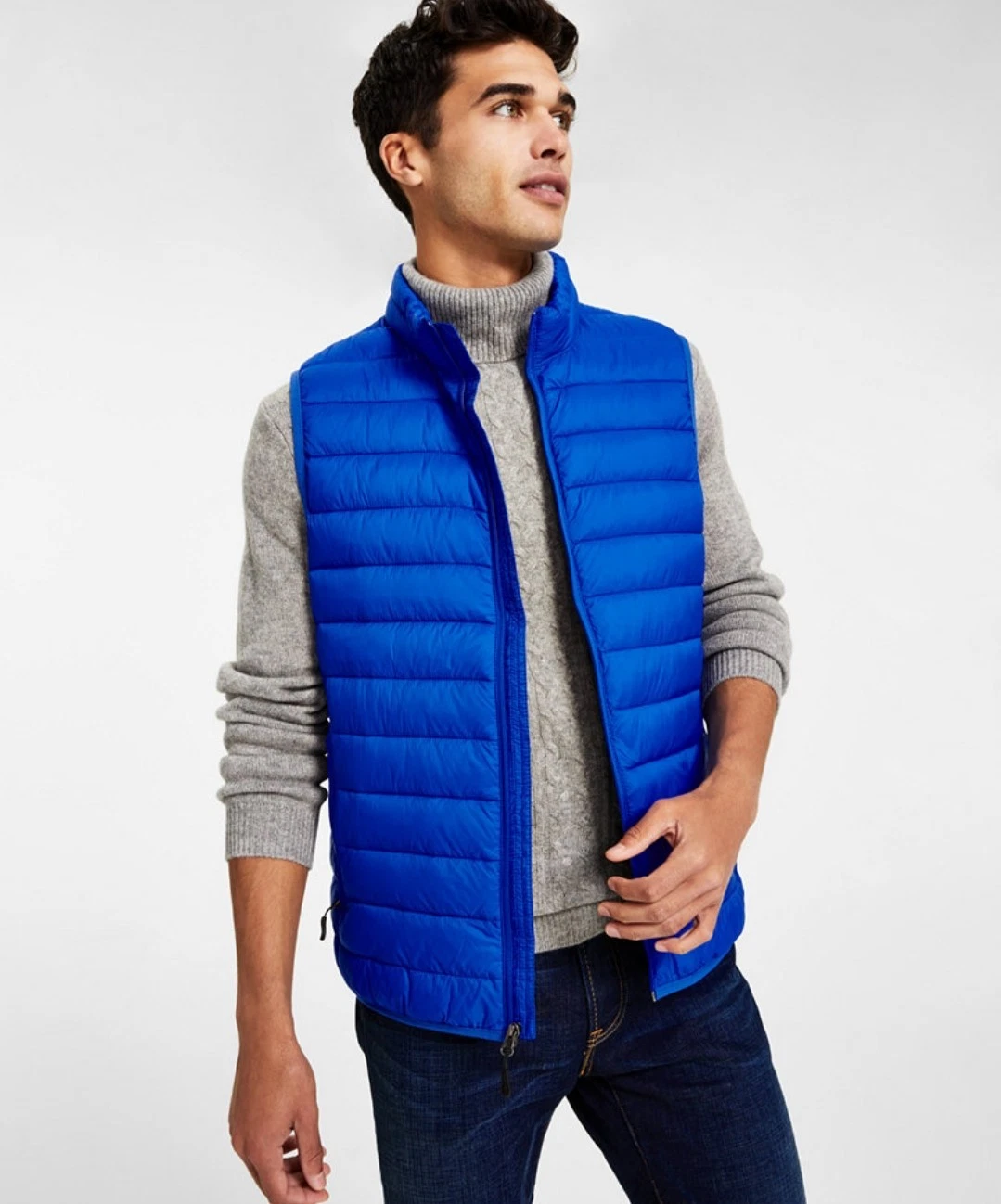 Club Room Men's Quilted Packable Puffer Vest Sleeveless Jacket Blue $100