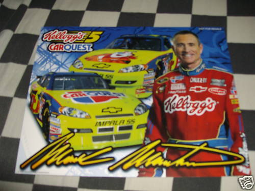 2009 MARK MARTIN #5 KELLOGG'S / CARQUEST NASCAR POSTCARD