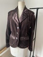 Edc Blazer Jacket Ladies Brown Embelished Size Xl Cj1