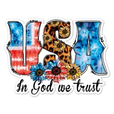 USA In God We Trust, Vinyl Decal Sticker, Indoor Outdoor, 3 Sizes, 8817