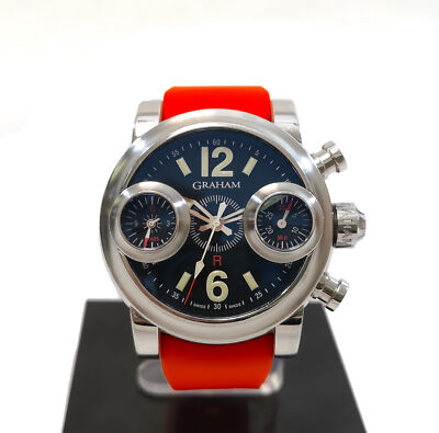 Chronotiempo Curved Red Silicone Watch Band Strap 22mm For Graham Swordfish