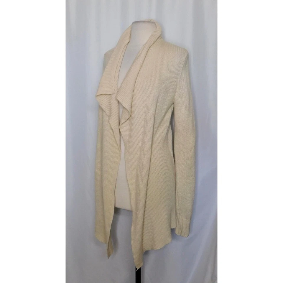 Cárdigan de lana VINCE Yak suéter cascada marfil neutro tejido X-pequeño Foto 4 de 4