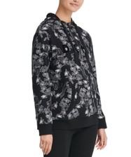 DKNY Women's Sports Sumatra Print Half Zip Hoodie Color Black Size XS NWT