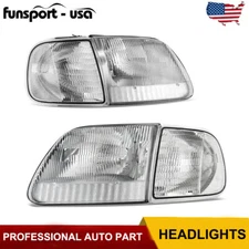 Chrome Headlights + Clear Corner Lamps For 1997-2003 Ford F150 97-02 Expedition