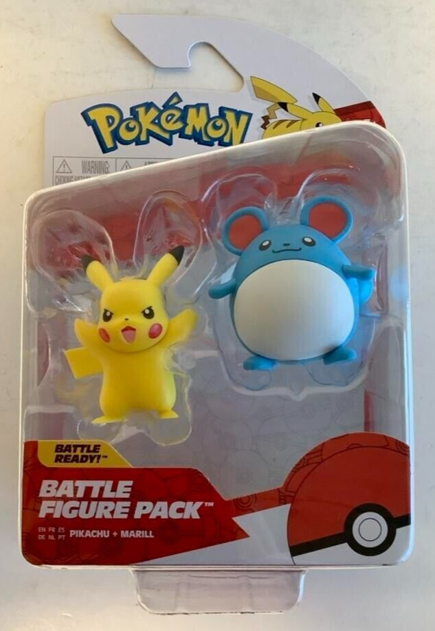 NEW Jazwares PKW2646 Pokemon 2-Inch PIKACHU & MARILL 2-Pack Battle