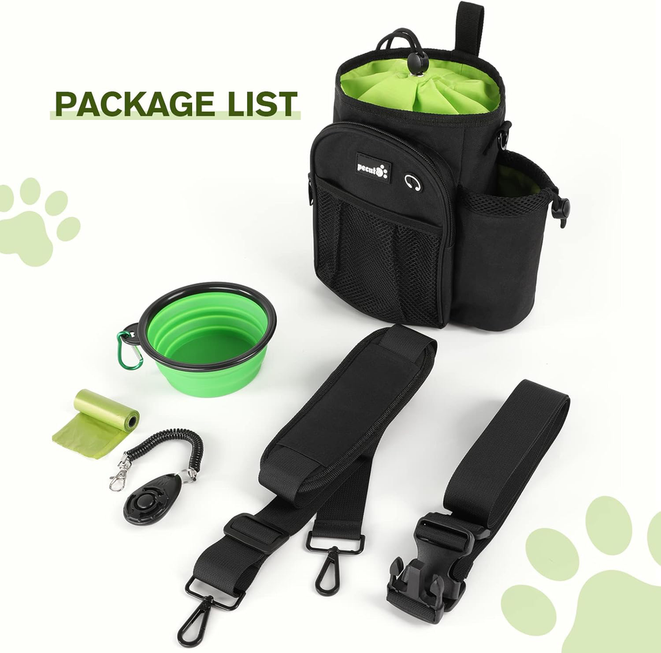 Pecute XL Dog Walking Bag with Water Bottle Holder, Waterproof Dog