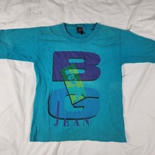 Vintage Levis Big Jean Kids Small Graphic Tee Shirt Turquoise School Casual