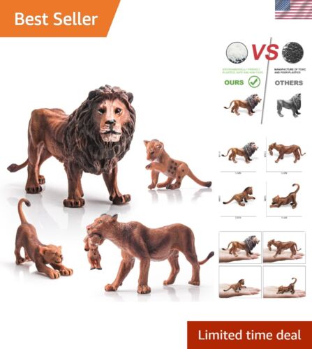 Wildlife Animal Figures Toy Set 4 PCS Lion Model Figurines Party Favors Cake ...