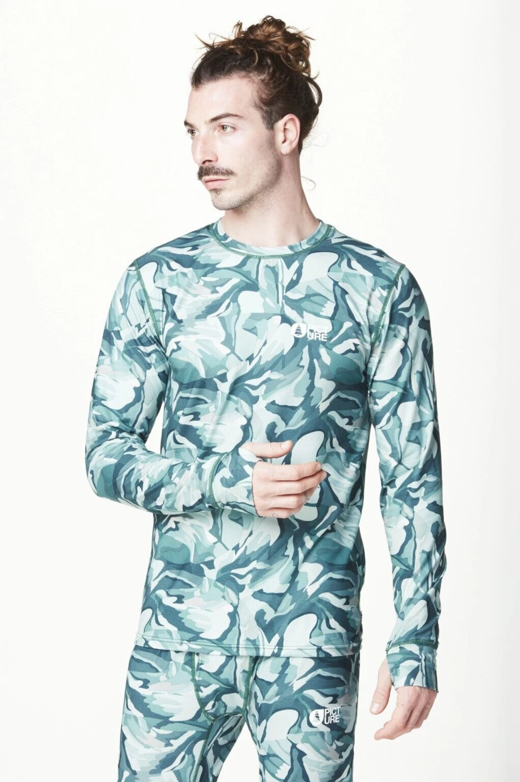 Mens Long Sleeve Base Layer Large Picture Nangha Printed Top Ski Snowboard