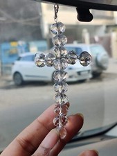Rear View Mirror Charm Crystal Cross Car Hanging Pendant with Transparent 12 MM