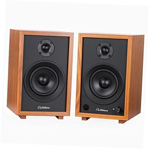 McKinley 2.0 Stereo Powered Bookshelf Speakers with Built-in Amplifier Teak