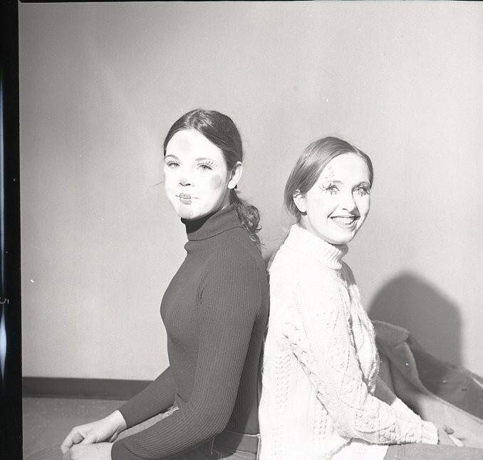 Vintage Negative B&W Med Format 1970's Yearbook Photo Teen Girls Theater #127