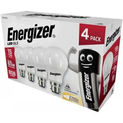 LED 60W Bulb B22 Bayonet GLS Lamp Light Bulbs Warm White 4-20 Pack by Energizer