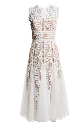 knee length dresses for ladies Blossom Saba Embroidered Blue Belted Multi Midi Dress