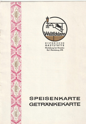 DDR Speisekarte Moritzburg Waldschänke Historische Gaststätte