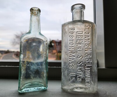 Lot Of 2 Sloan s Liniment Dr. Earl Sloan & Fletcher's Castoria Bottles