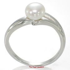 Solid Sterling Silver .925 5  6 mm White Freshwater Pearl Solitaire Ring