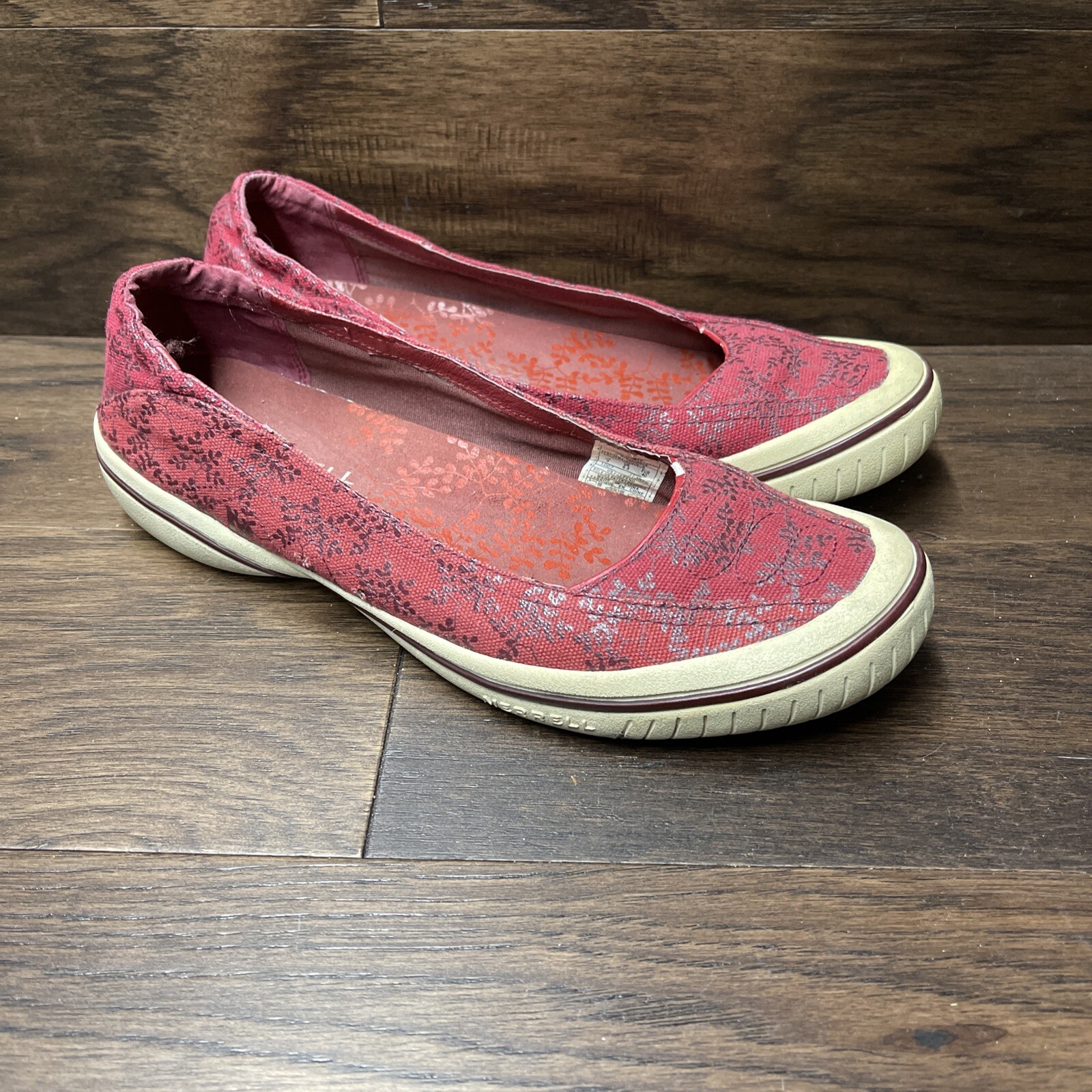 Merrell Luna scarpa sportiva slip on casual rossa tela floreale J73856 donna taglia 9