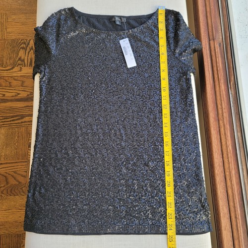 Neu! J Crew Gr. XS X-Small 3/4 Ärmel schwarz Pailletten Bluse Top Shirt Neu mit Etikett AE984 - Bild 3 von 9