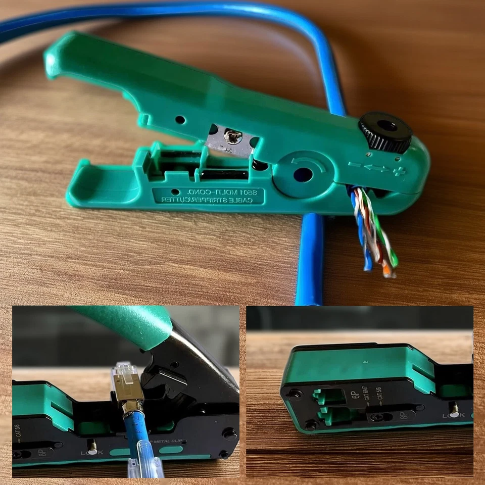 RJ45 Pass Through Crimp Tool Kit Ethernet Crimper Cat5e Cat6 Cat6A Cat7 - Image 3 of 4