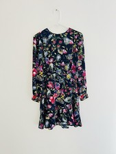 J. Crew Blue Navy Floral Long Sleeve A Line Mini Dress 0