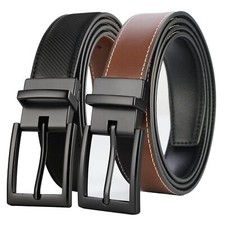Mens Belt Reversible 100 Italian Leather Dress Casual,One Reverse for 2 Colors,