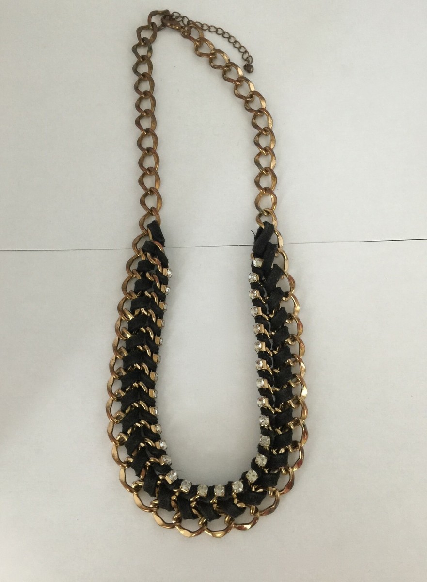 Tour De Cou/pectoral Vintage Années 70 – Métal Doré Et Composite Noir, Style Rétro !
