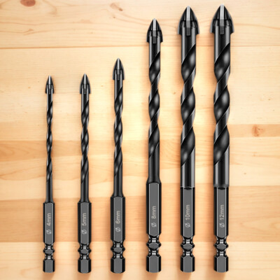 6Pcs Multifunction Drill Bits Kit Tools Carbide Tip Alloy Triangle Bit Tool