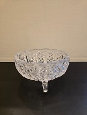 Bohemian Czech Crystal 5" Footed Bowl Hand Cut Queen Lace 24 Lead Glass