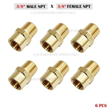 6 PCS BRASS Extension Adapter, 3/8 Male NPT x 3/8 Female NPT