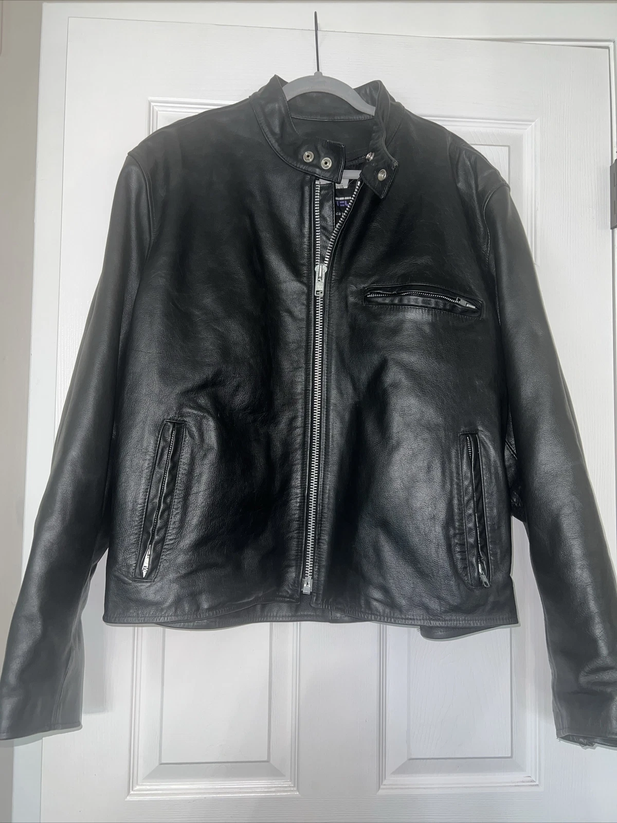 ProTech Performance Real Leather Jacket Thinsulate Removable Liner Sz L Black
