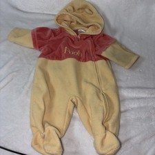 Vtg Winnie The Pooh Hooded Bodysuit /Romper Costume Sz 3-6 Months Footed Classic