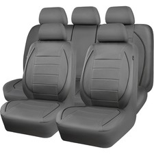 Faux Leather Car Seat Cover Full Set Breathable Universal Fit For Suvs Vans S...