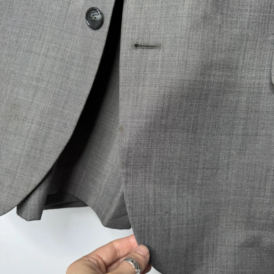 Stafford Gray Classic Fit Suit Coat and Pants Set 46R Pants 40x30 Sold As Is - Image 4 of 4