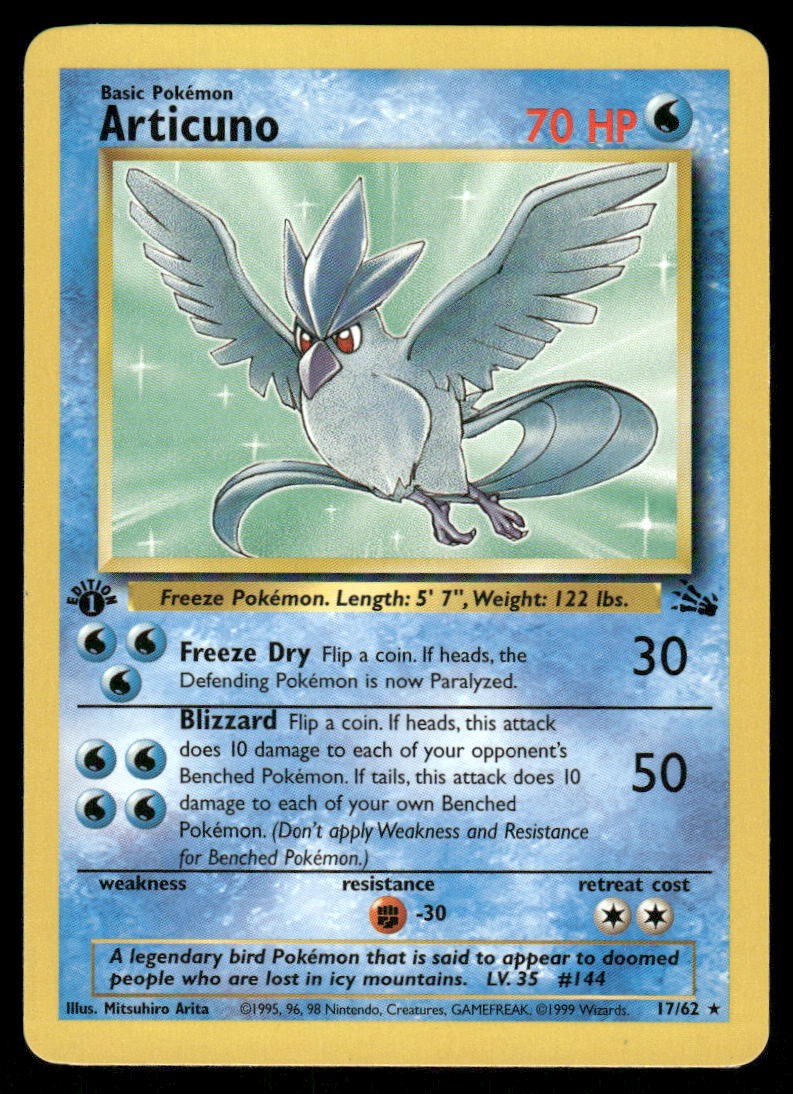 Articuno 17/62 1st Edition Fossil Rare NM EBAY LIVE MONDAY