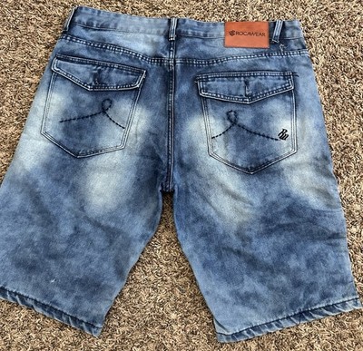 Rocawear Shorts Blue Denim Carpenter Baggy Hip Hop Streetwear Mens Size 40x12