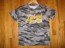 NBA Lakers Boys sz 10-12 MEDIUM JAMES #6 camouflage short sleeve BBall t-shirt