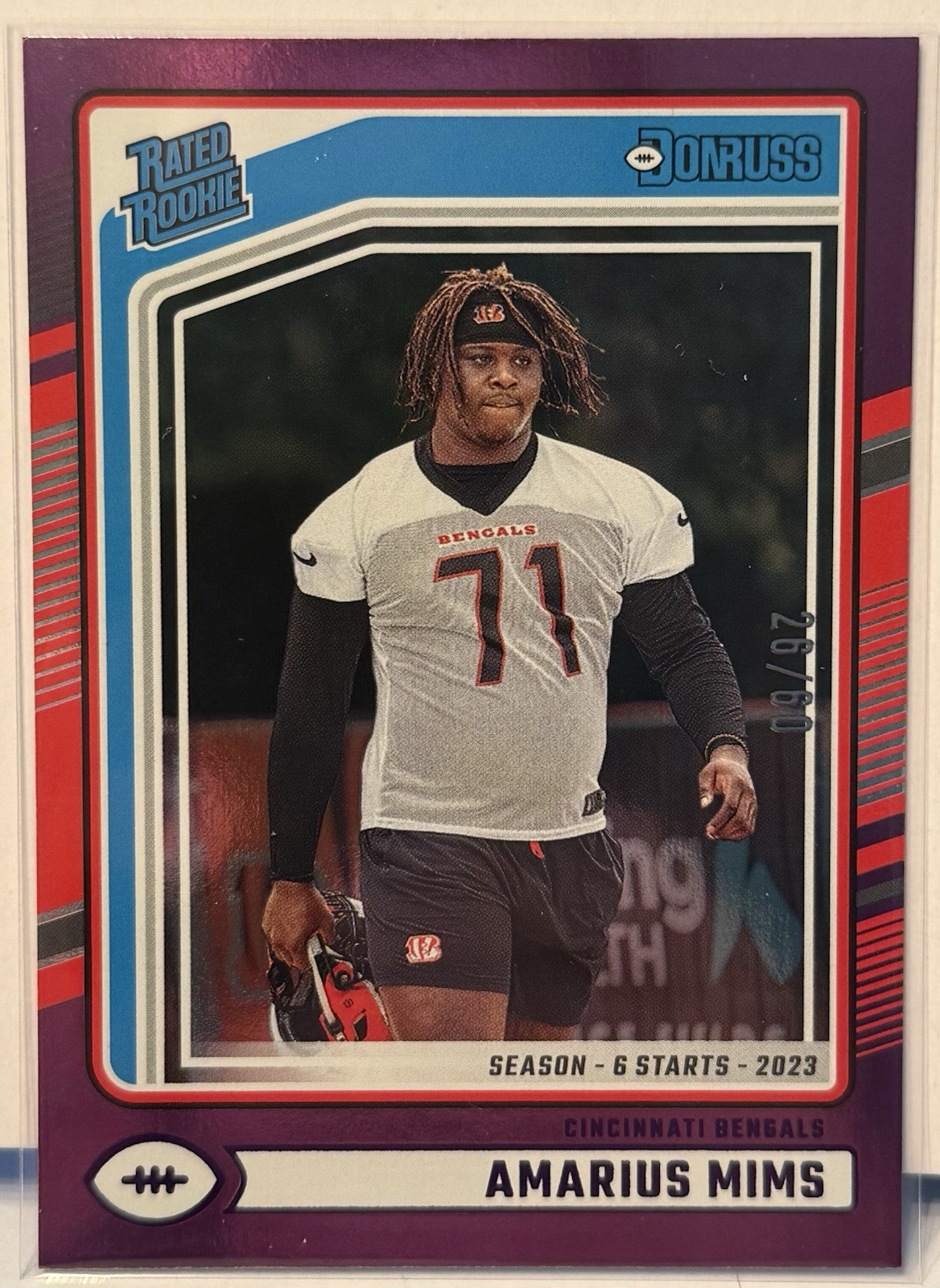 Panini 2024 Donruss Amarius Mims Rated Rookie Purple /60 #350 Bengals NFL
