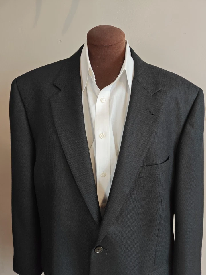 🇺🇲 Abrigo deportivo Jos A Bank para hombre 46R negro espiga 2 botones seda camello pelo Foto 2 de 4