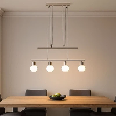 NOWA Zugpendelleuchte Hängelampe Esstischlampe höhenverstellbar Glas opal H 160 cm