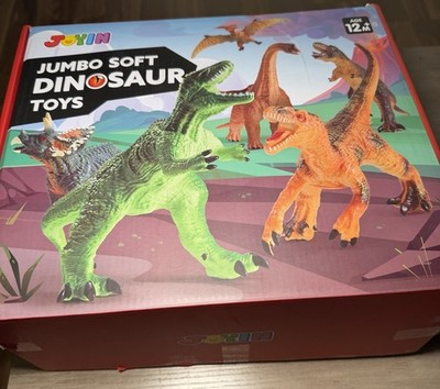 JOYIN Big Dinosaur Toys for Toddlers, 6 Piece Large Soft Dinosaur Figures.