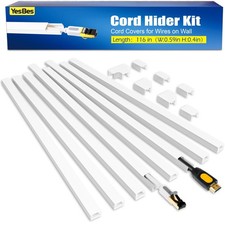 116in Cord Hider Kit, Cord Covers for Wires on Wall, Cord Hider for Wall Moun...