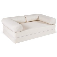 Folding Sofa Bed with Comfy Corduroy Cover and L-shaped Armrests
