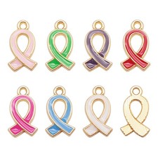 20pcs Mixed Cancer Support Ribbon Charms Pendant Necklace Earrings DIY Making