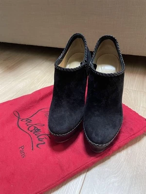 Christian Louboutin Bottines À Talons En Daim Noir Pour Femmes Taille 36 - Photo 1/4