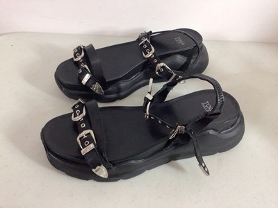 Toga Pulla Black Leather Sandals Womans 40